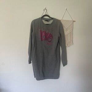 Love Moschino Gray Sweatshirt Dress